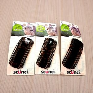 🟤 Scünci No-Slip Grip Barrettes (3-Pack Bundle)